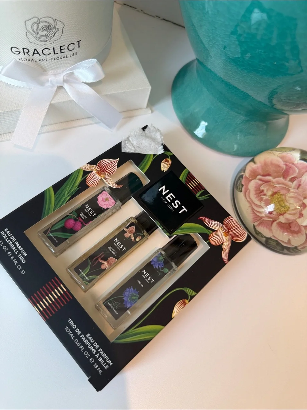Nest Boxed Trio – Gift Set - Lychee Rose, Vanilla Bourbon & Indigo $78 value